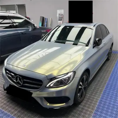 Gloss Metallic Diamond Chameleon Grey Gold Car Vinyl Wrap 02