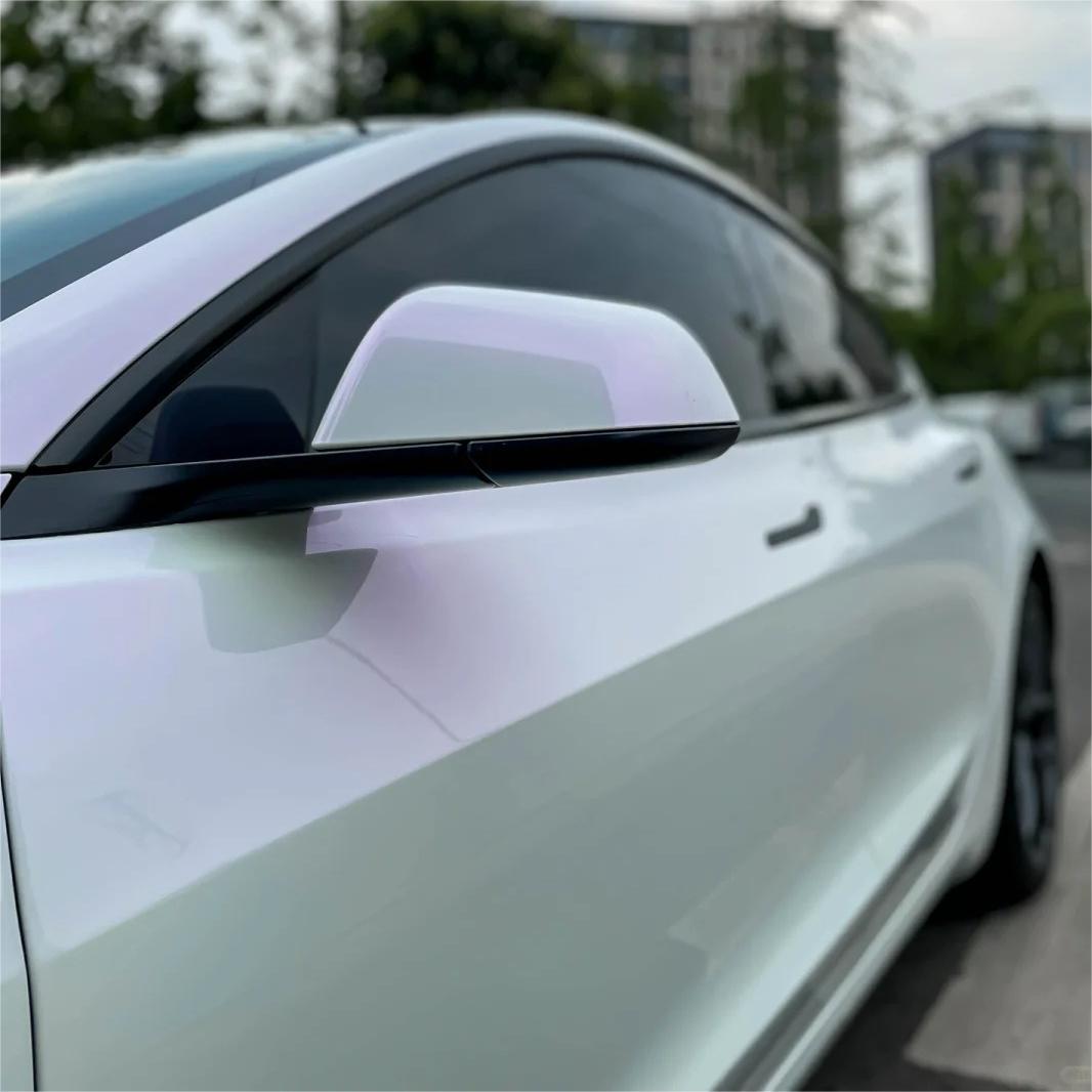 Gloss Chameleon Purple White Car Vinyl Wrap PET
