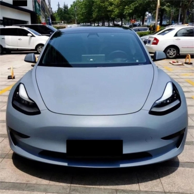 Matte Satin Cement Grey Car Vinyl Wrap 02