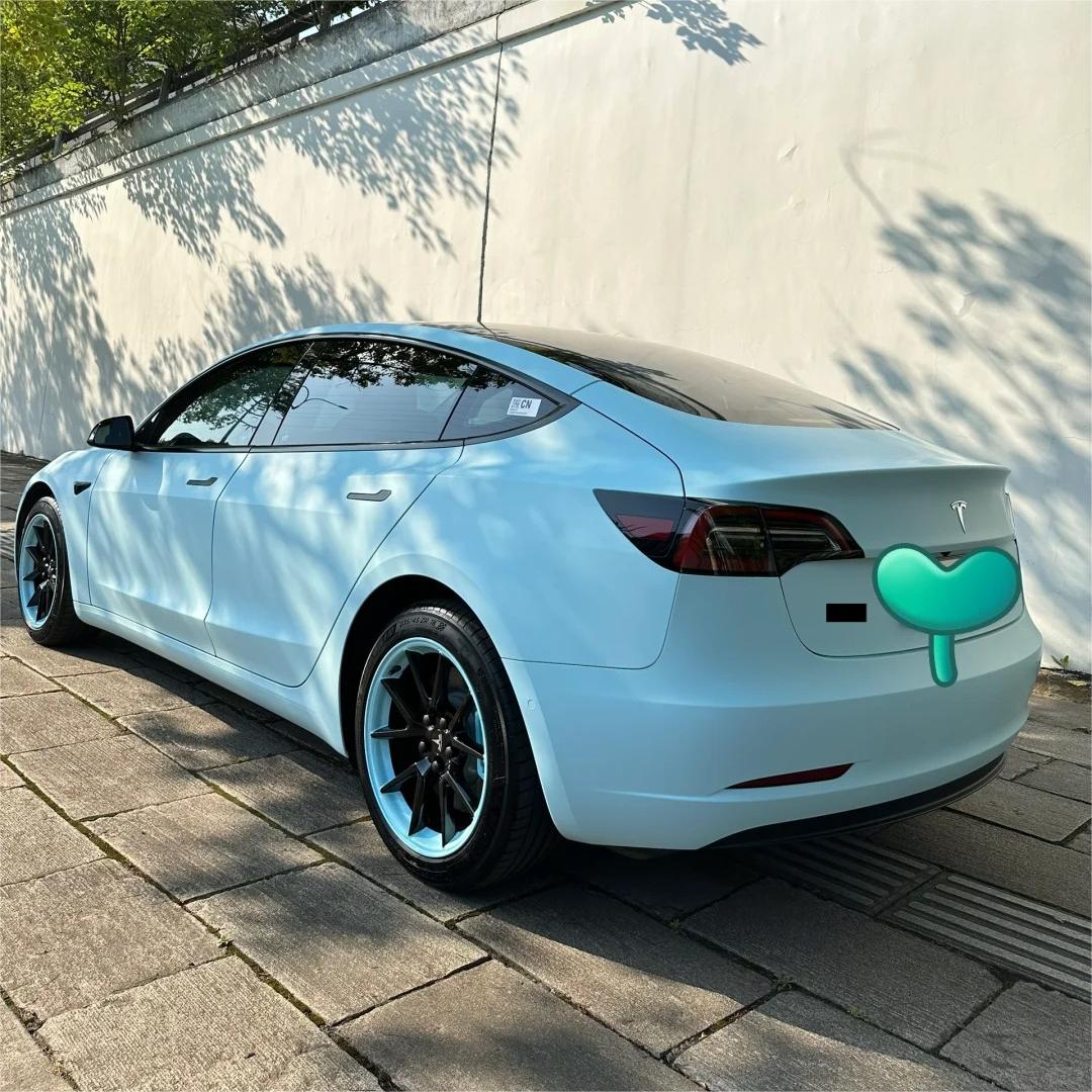 Matte Satin Glacier Blue Car Vinyl Wrap