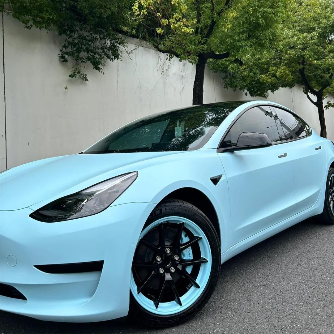 Matte Satin Glacier Blue Car Vinyl Wrap