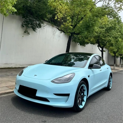 Matte Satin Glacier Blue Car Vinyl Wrap 02