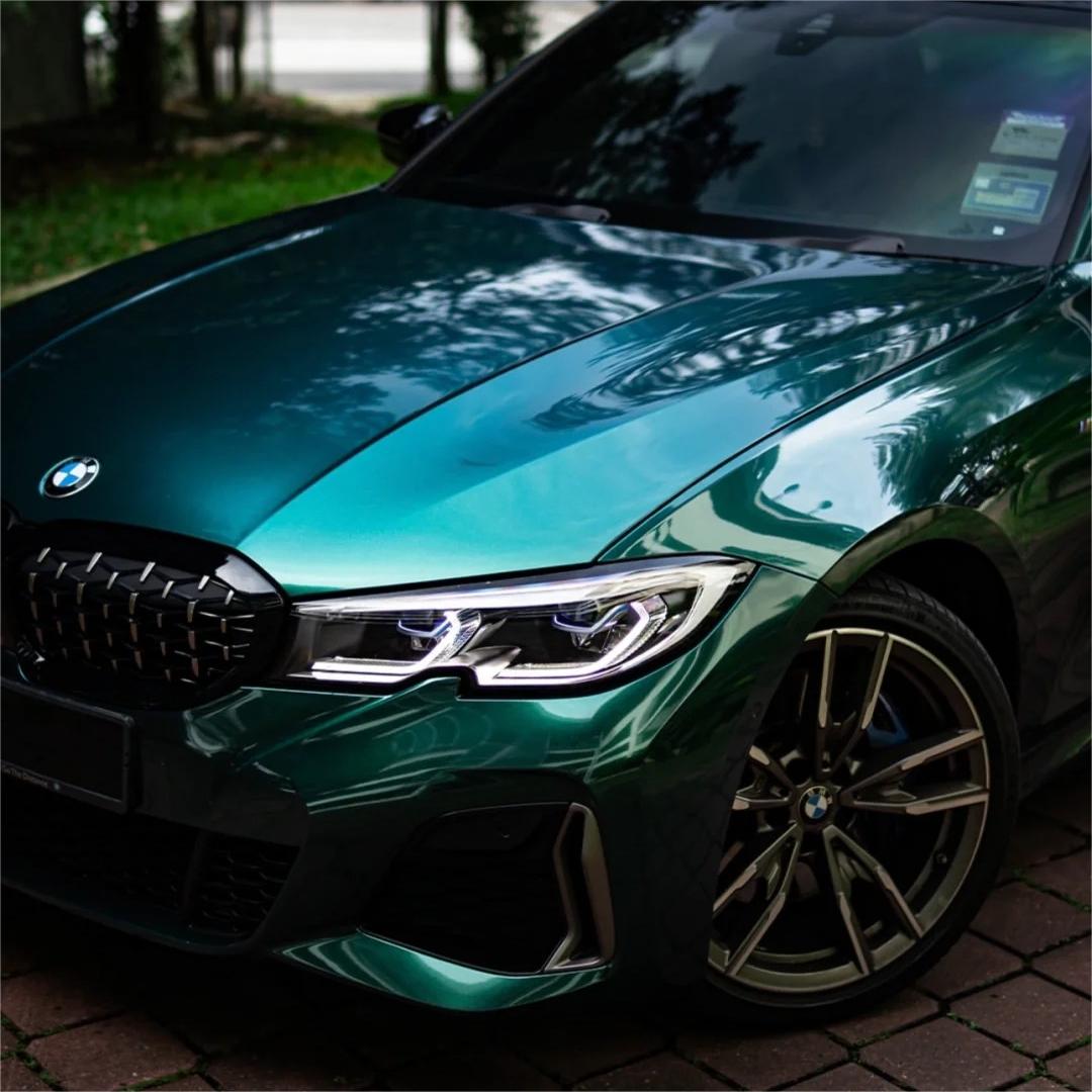 Gloss Metallic British Royal Green Car Vinyl Wrap PET 