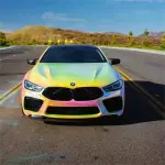 Gloss Rainbow Chrome Holographic Pink Car Vinyl Wrap PET