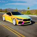 Gloss Rainbow Chrome Holographic Pink Car Vinyl Wrap PET