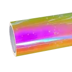 Gloss Rainbow Chrome Holographic Pink Car Vinyl Wrap PET