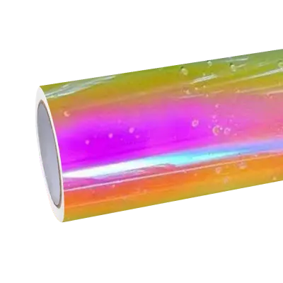 Gloss Rainbow Chrome Holographic Pink Car Vinyl Wrap PET 01