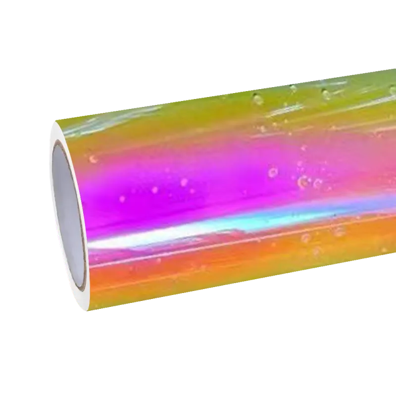 Gloss Rainbow Chrome Holographic Pink Car Vinyl Wrap PET