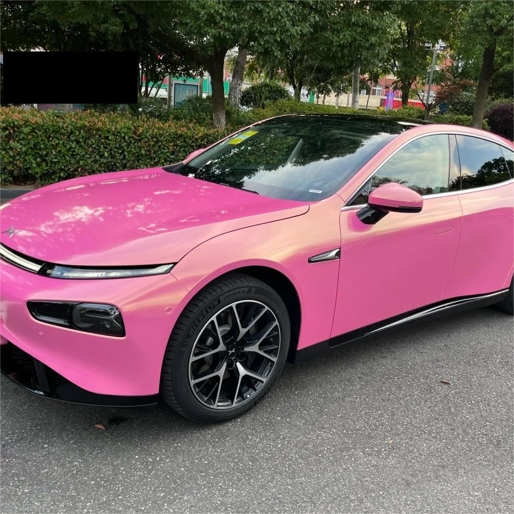 Gloss Metallic Diamond Gold Pink Car Vinyl Wrap