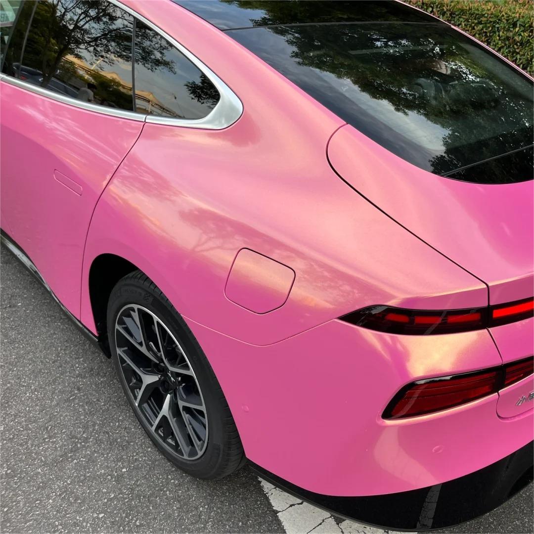 Gloss Metallic Diamond Gold Pink Car Vinyl Wrap