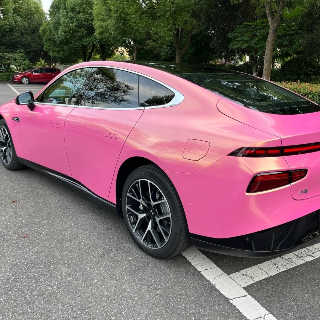 Gloss Metallic Diamond Gold Pink Car Vinyl Wrap