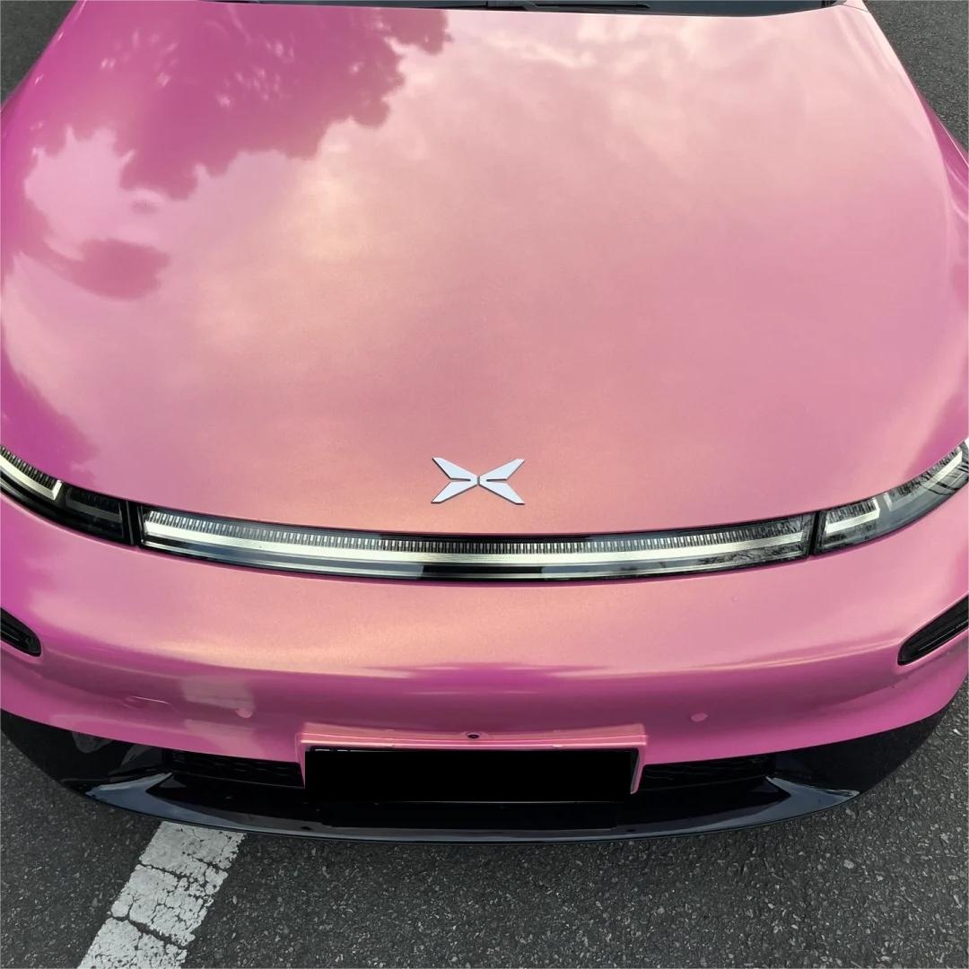 Gloss Metallic Diamond Gold Pink Car Vinyl Wrap