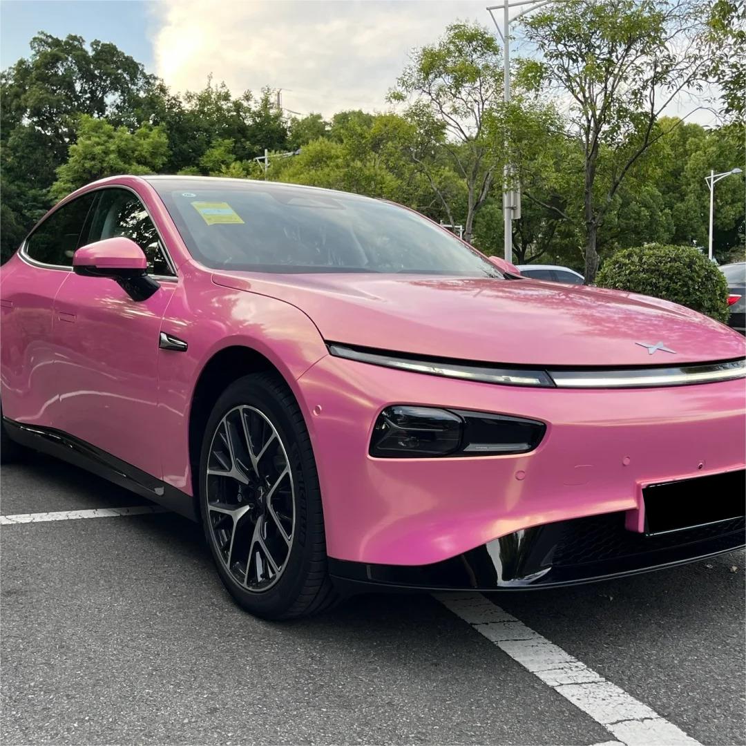 Gloss Metallic Diamond Gold Pink Car Vinyl Wrap