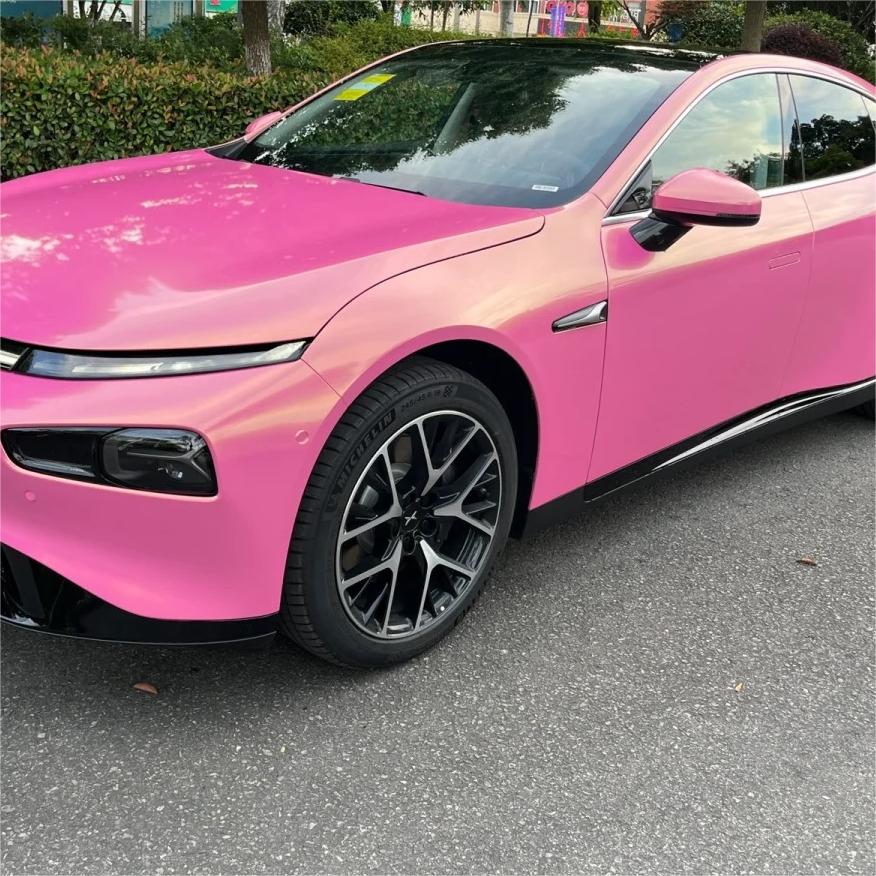 Gloss Metallic Diamond Gold Pink Car Vinyl Wrap