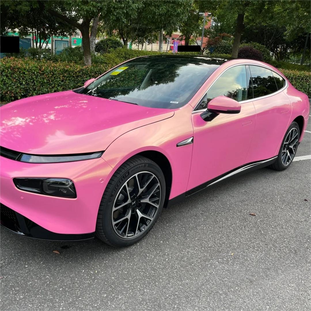 Gloss Metallic Diamond Gold Pink Car Vinyl Wrap