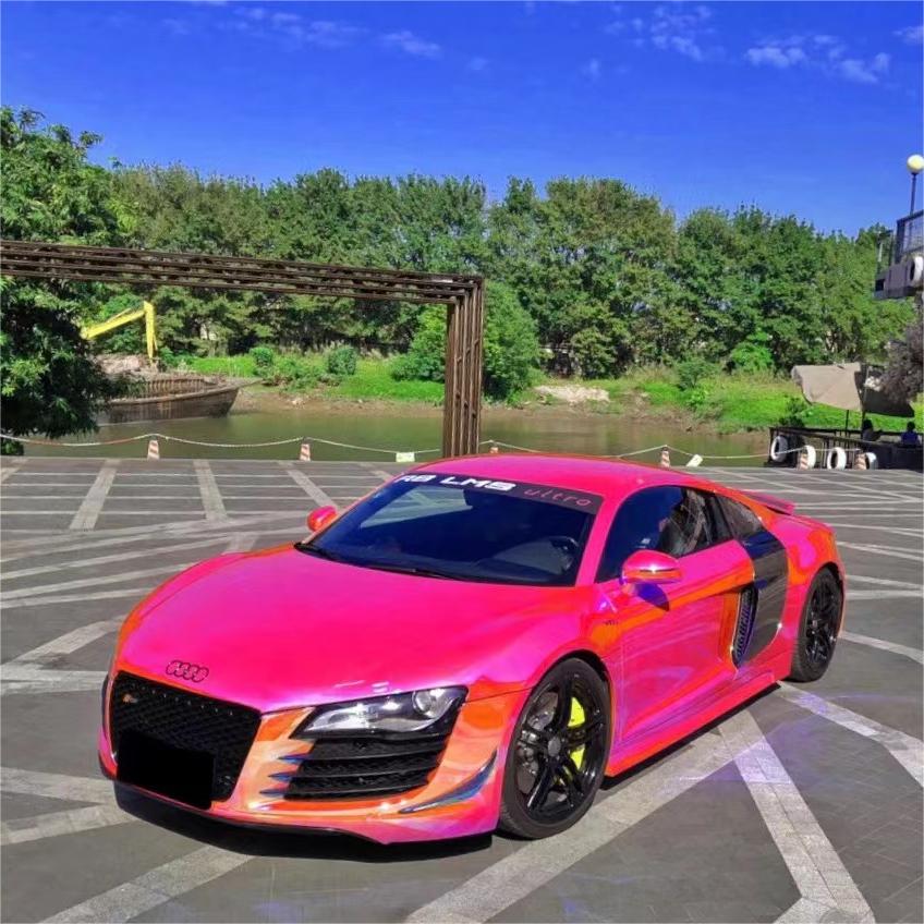 Gloss Rainbow Chrome Holographic Red Car Vinyl Wrap