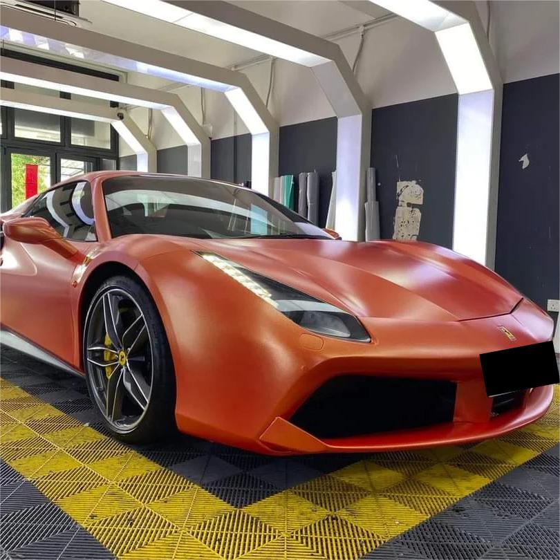 Matte Metallic Diamond Gold Orange Car Vinyl Wrap