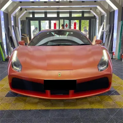 Matte Metallic Diamond Gold Orange Car Vinyl Wrap 02