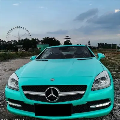Satin Chrome Lake Green Car Vinyl Wrap 02