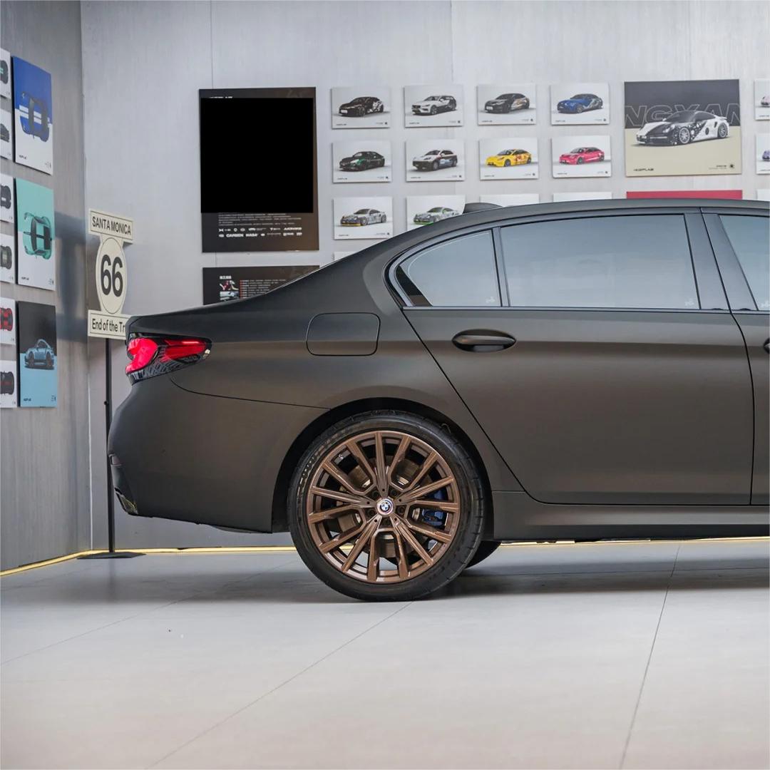 Matte Metallic Diamond Black Gold Car Vinyl Wrap