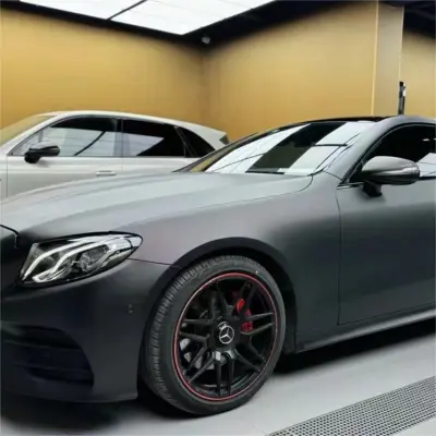 Matte Metallic Diamond Black Red Car Vinyl Wrap PET 02