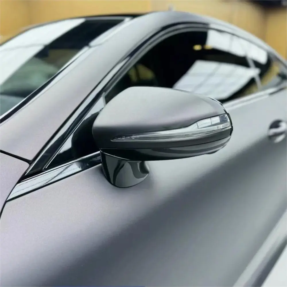 Matte Metallic Diamond Black Red Car Vinyl Wrap