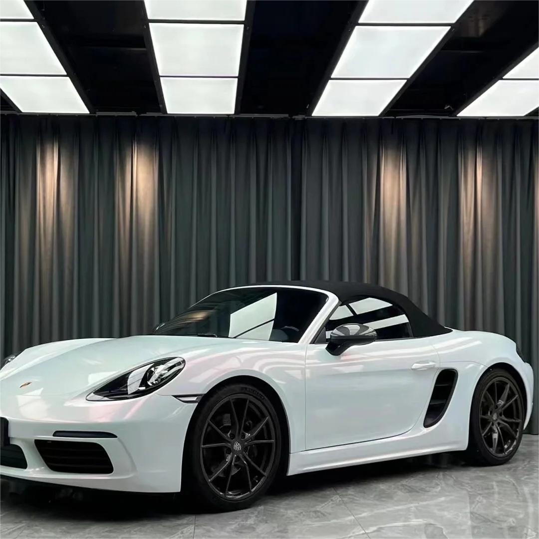 Gloss Metallic Chameleon Diamond Pink White Car Vinyl Wrap