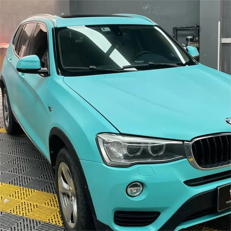Cyan Blue Car Wrap