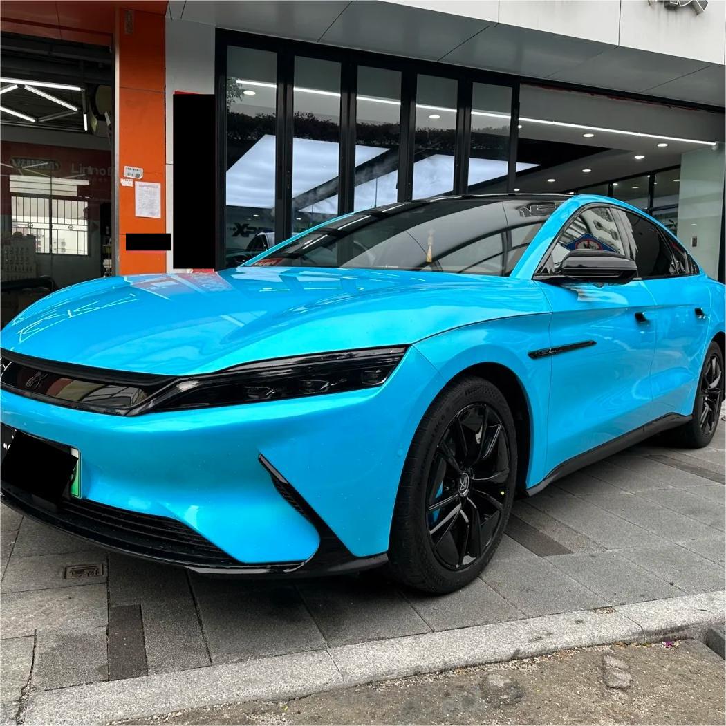 Gloss Metallic Chameleon Green Sky Blue Car Vinyl Wrap