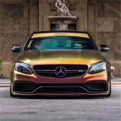 Matte Chameleon Gold Red Car Vinyl Wrap 02
