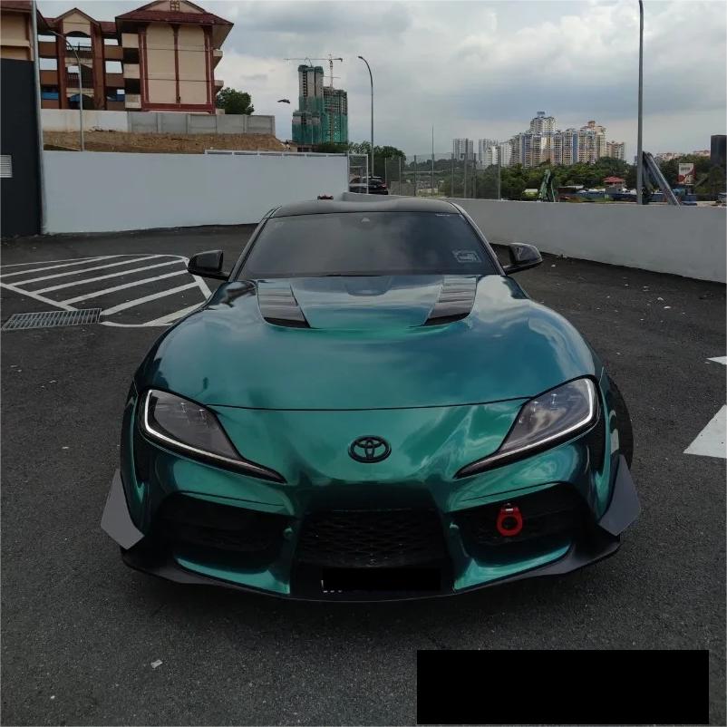 Gloss Metallic Chameleon Green Black Car Vinyl Wrap