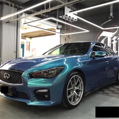 Gloss Metallic Chameleon Green Purple Car Vinyl Wrap 02