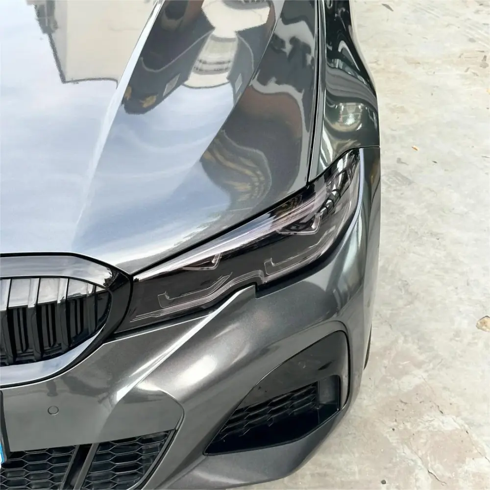 Gloss Metallic Charcoal Grey Car Vinyl Wrap PET