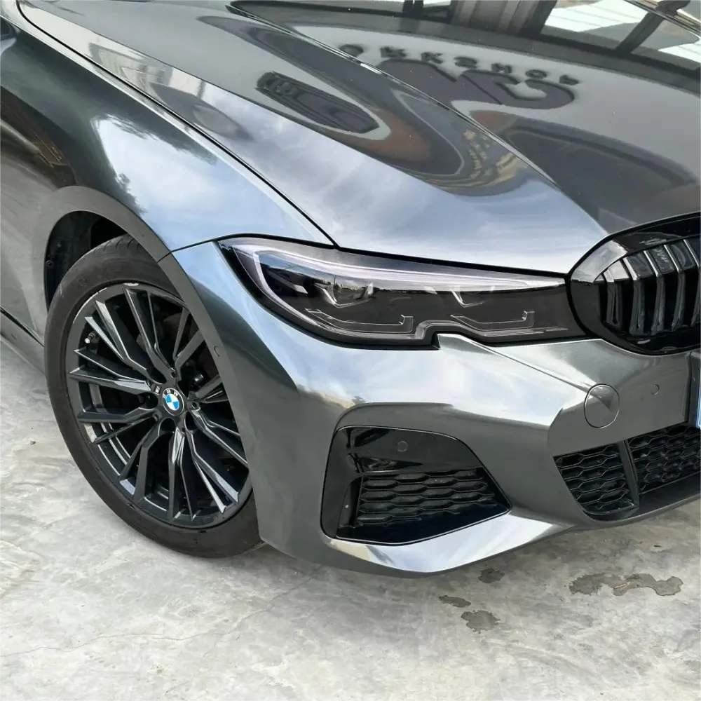 Gloss Metallic Charcoal Grey Car Vinyl Wrap PET