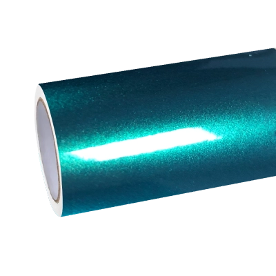Gloss Metallic Chameleon Green Black Car Vinyl Wrap 01