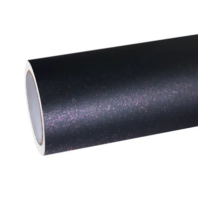 Matte Metallic Diamond Black Red Car Vinyl Wrap 01