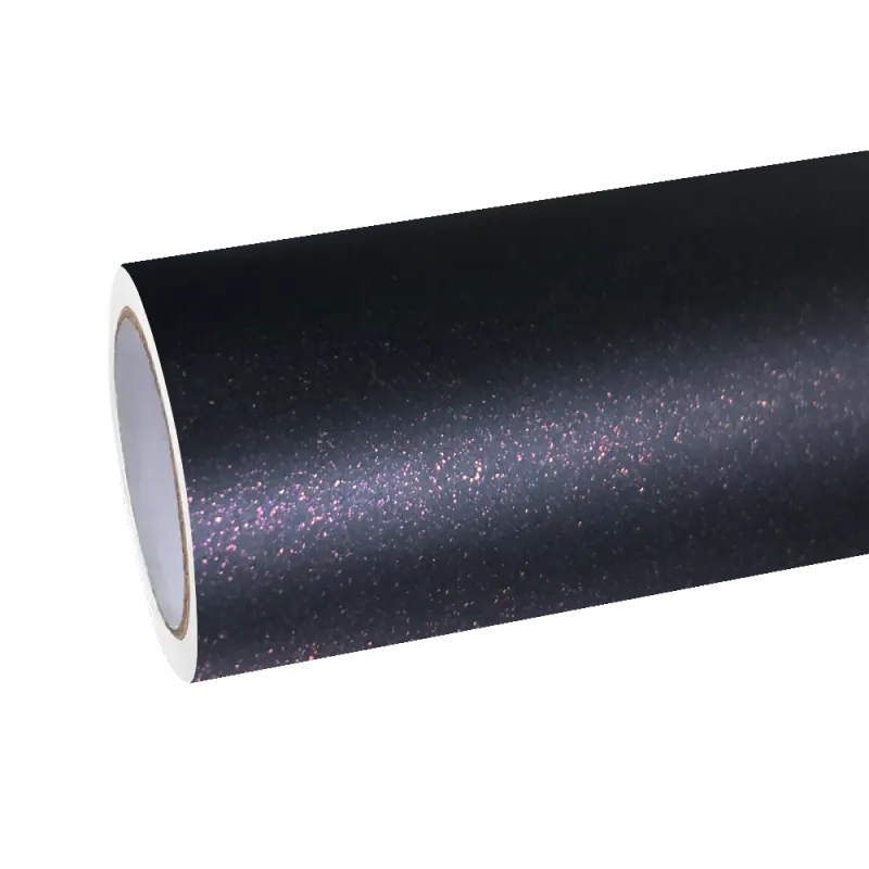 Matte Metallic Diamond Black Red Car Vinyl Wrap