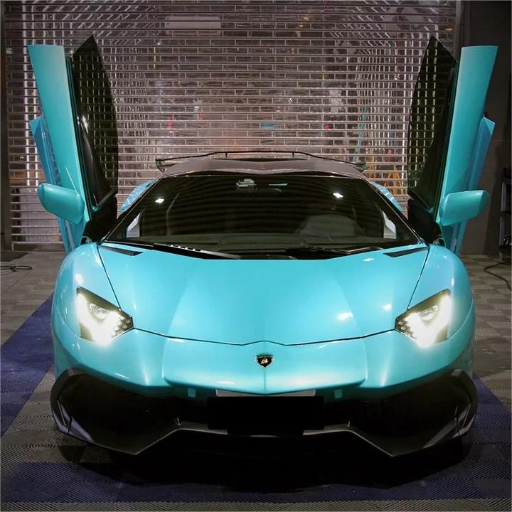 Gloss Metallic Ocean Blue Car Vinyl Wrap 