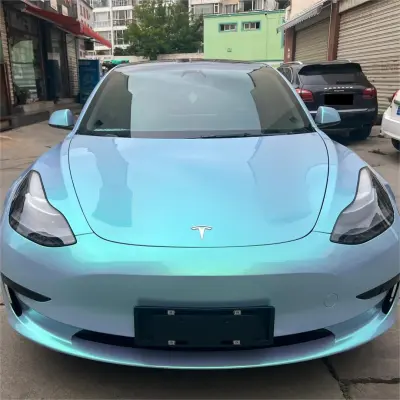 Gloss Metallic Chameleon Candy Blue Green Car Vinyl Wrap 02