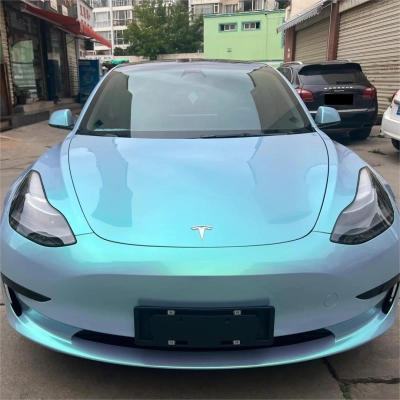 Gloss Metallic Chameleon Candy Blue Green Car Vinyl Wrap 02