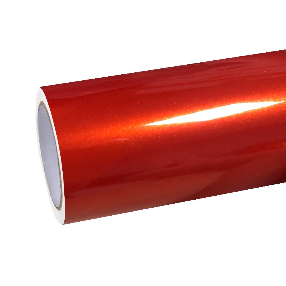 Gloss Metallic Paint Orange Car Vinyl Wrap PET