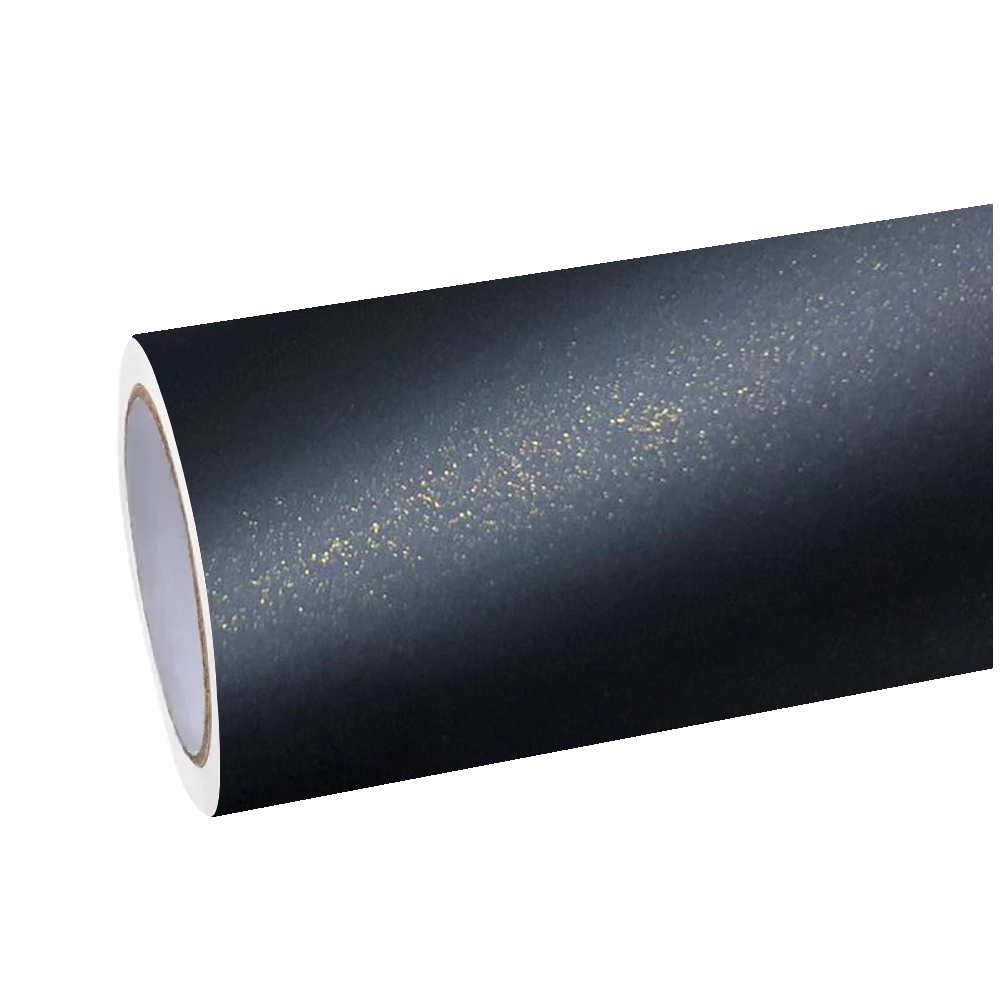 Matte Metallic Diamond Black Gold Car Vinyl Wrap