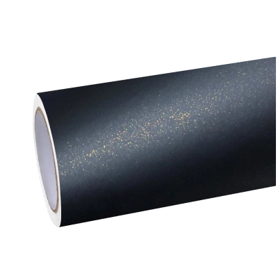 Matte Metallic Diamond Black Gold Car Vinyl Wrap 01