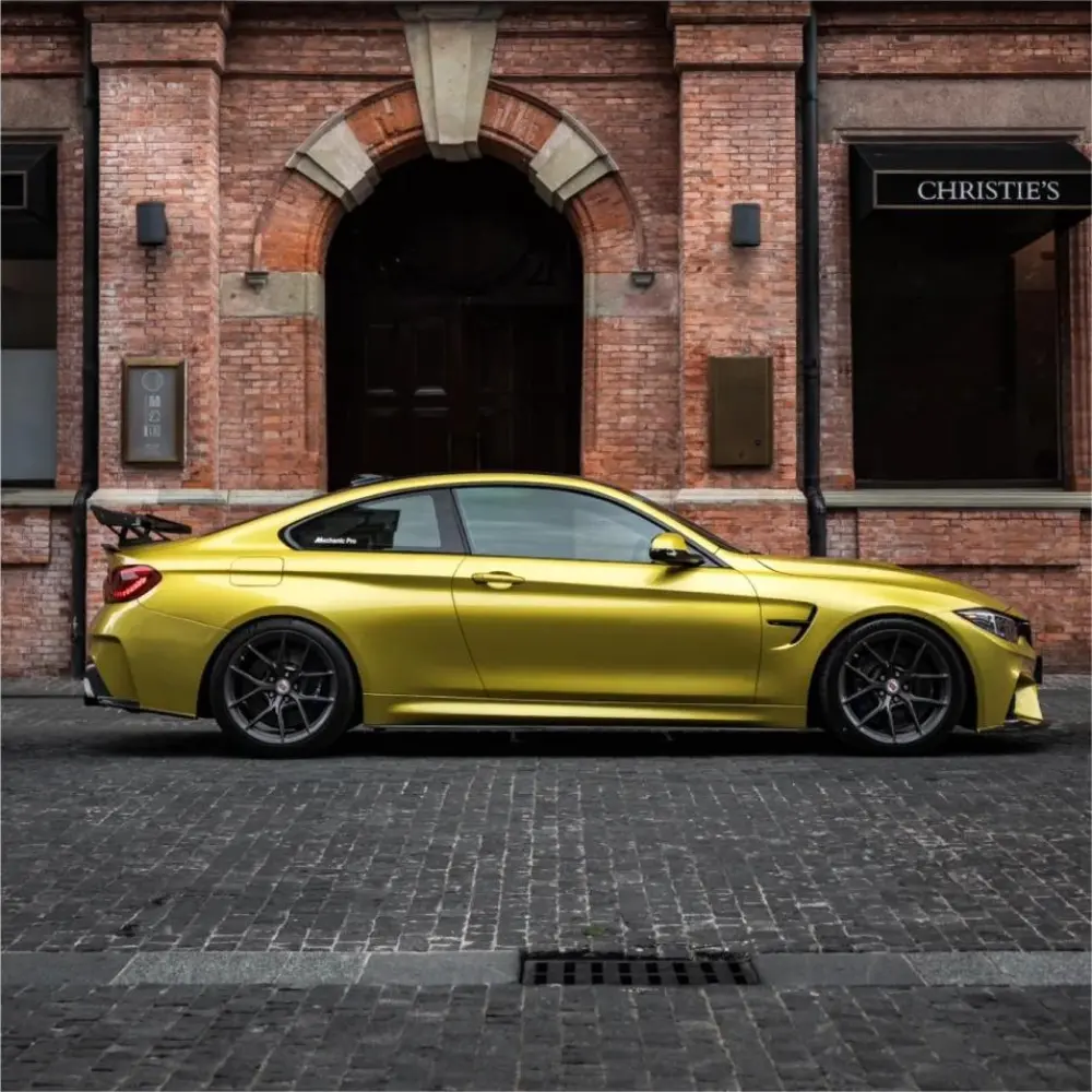 Gloss Metallic Lemon Yellow Car Vinyl Wrap | BMW M4 Paint Lemon Yellow Wrap 
