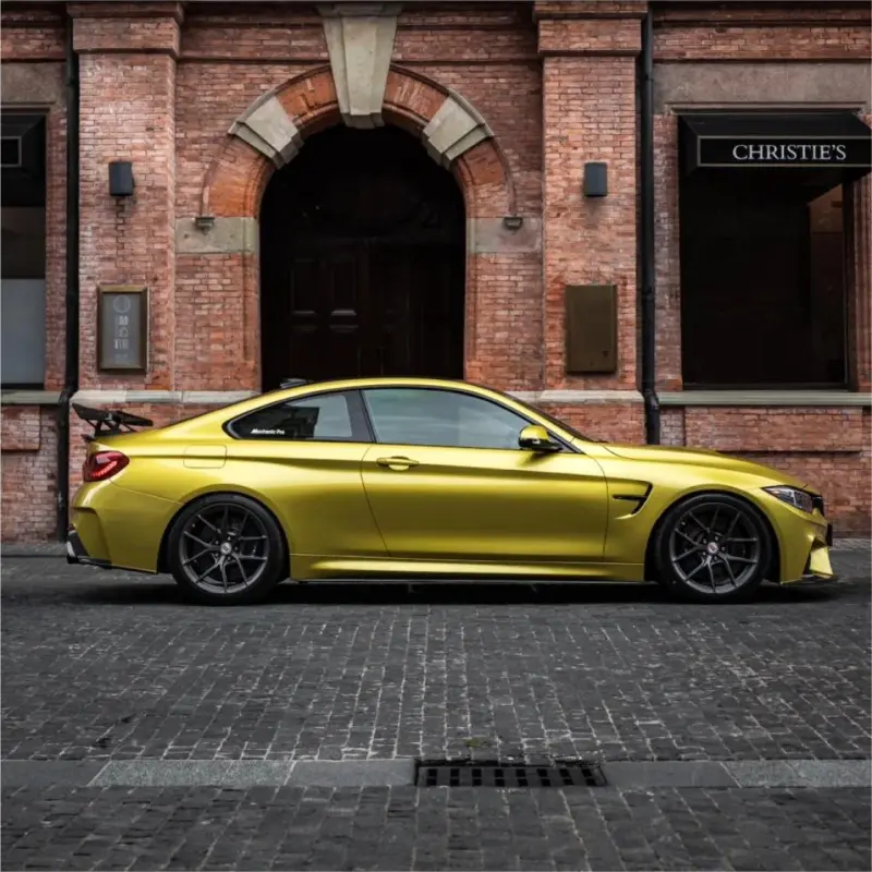 Gloss Metallic Lemon Yellow Car Vinyl Wrap | BMW M4 Paint Lemon Yellow Wrap 