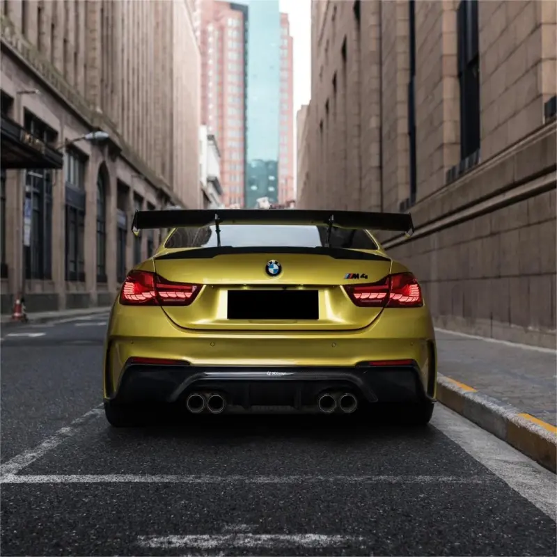 Gloss Metallic Lemon Yellow Car Vinyl Wrap | BMW M4 Paint Lemon Yellow Wrap 