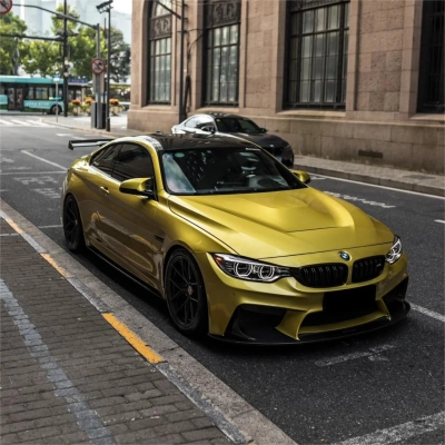 Gloss Metallic Lemon Yellow Car Vinyl Wrap  02