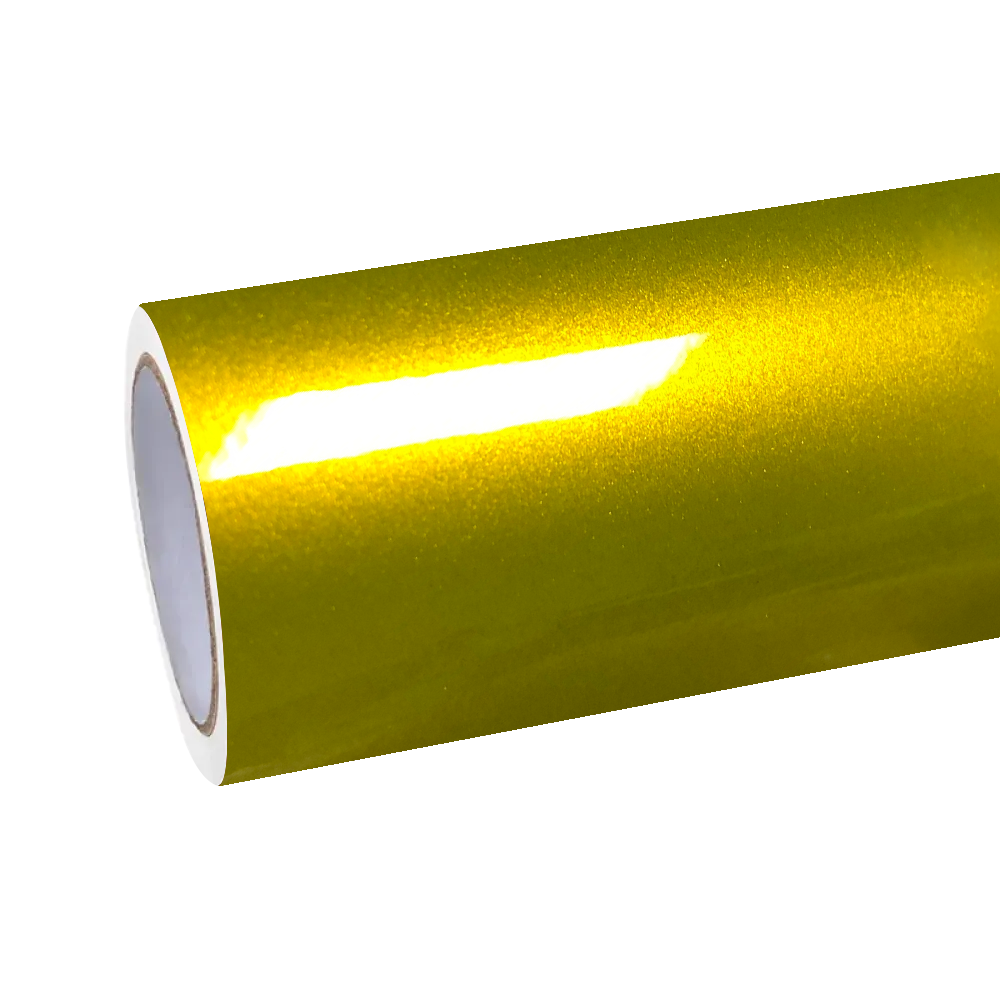 Gloss Metallic Lemon Yellow Car Vinyl Wrap 
