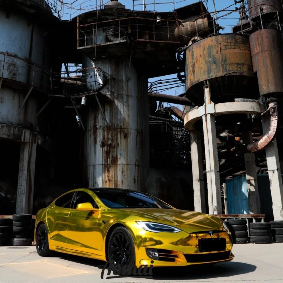 Gloss Mirror Chrome Gold Car Vinyl Wrap 