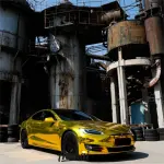Gloss Mirror Chrome Gold Car Vinyl Wrap 